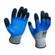  Рукавички WERK поліест сірі, з синім латексним покрит посилені (чорні пальці) з підвіскою 