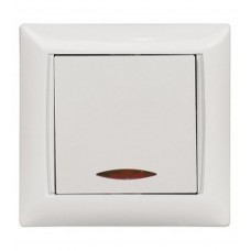 Вимикач 1-клавішний із підсвічуванням Luxel PRIMERA (3005) білий