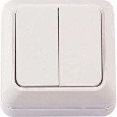 Вимикач зовнішній 2-клавішний Luxel OPERA (2003) білий
