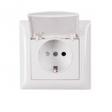 Розетка LUXEL  Primera с заземленням та кришкою біла 3011