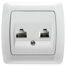 Розетка комп'ютерна 2-місна RJ45 VIKO СARMEN 561034 біла