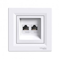 Розетка комп'ютерна 2-а Schneider ASFORA біла 