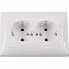 Розетка подвійна  із заземленням LUXEL Primera біла 3008