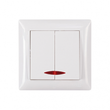 Вимикач 2-клавішний  з підсвічуванням Luxel Primera 3006 (білий)