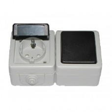 Блок вимикач + розетка з/з та кришкою Luxel DEBUT (6532)